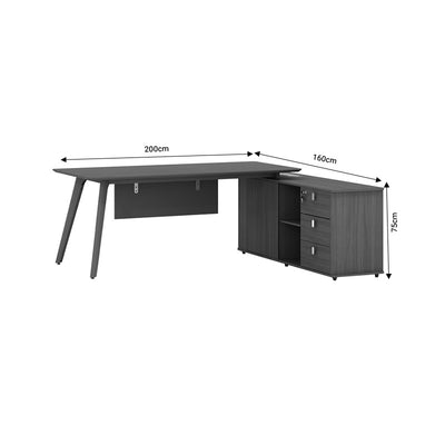 Birou reversibil profesional Denith, Gri nuc, 200x160x75 cm, foto produs 6