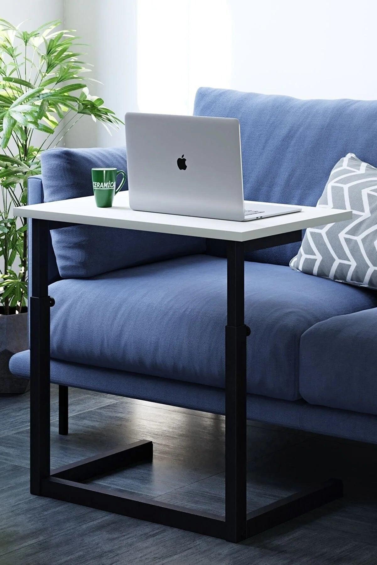 Birou Adore Laptop Reglabil, Alb, 40x60x43-73 cm