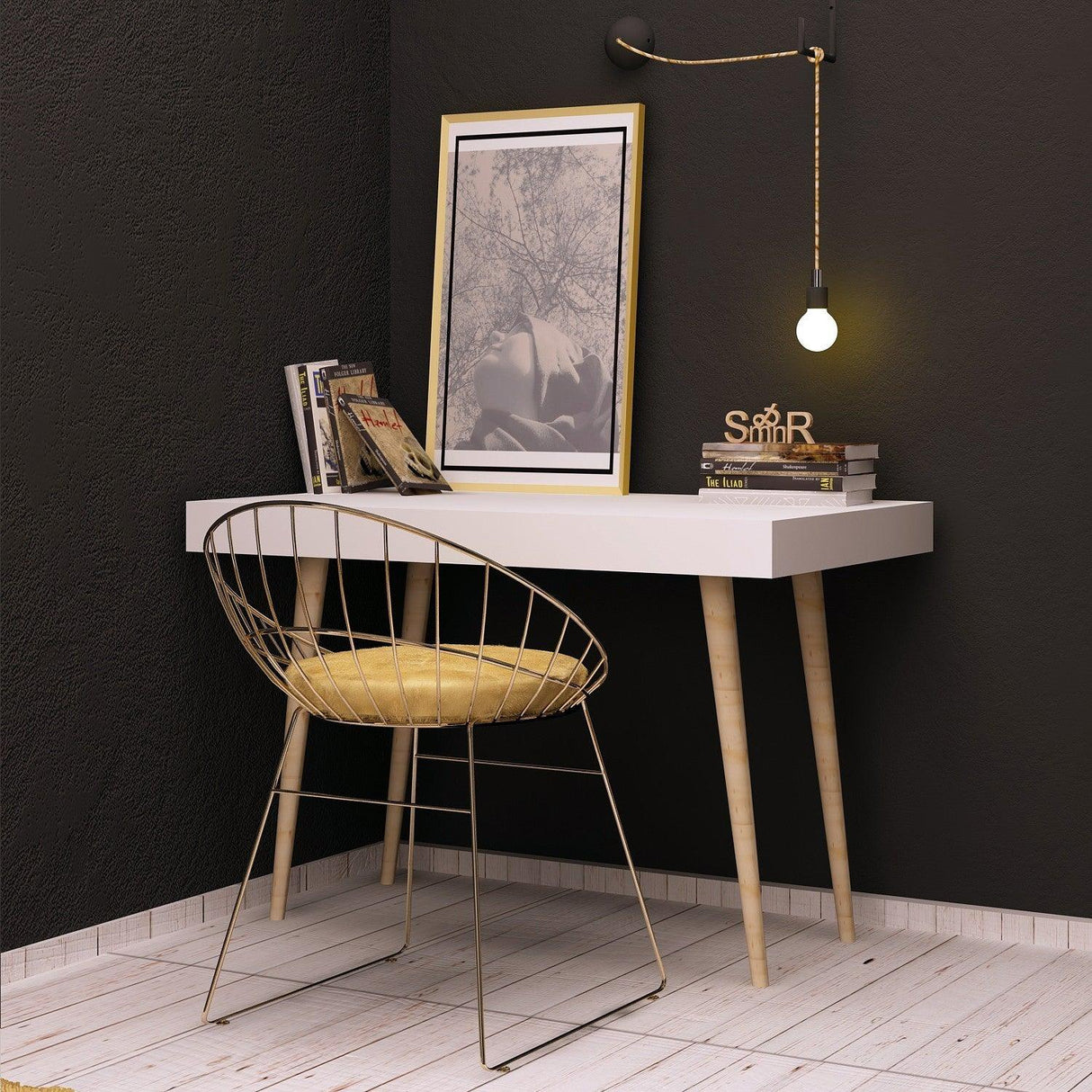 Birou Veronika Lux, Alb, 100 x 74 x60 cm