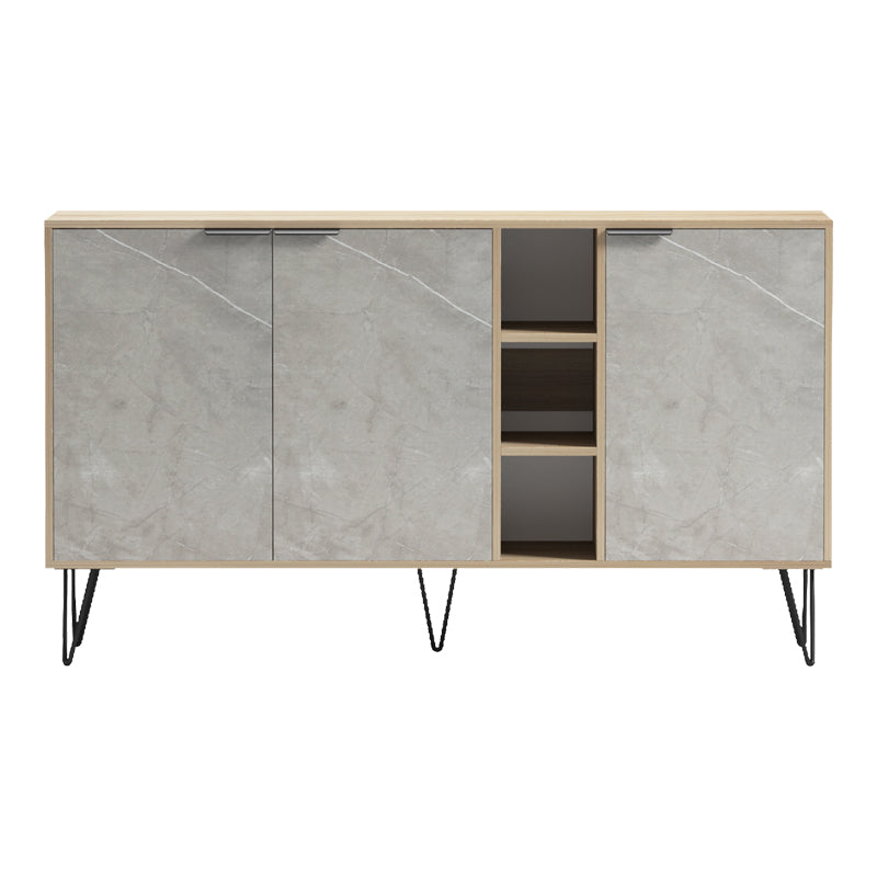 Bufet Balain, Lemn, 142x36x83 cm - Sonoma-Marmura Bej