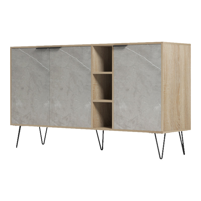 Bufet Balain, Lemn, 142x36x83 cm - Sonoma-Marmura Bej