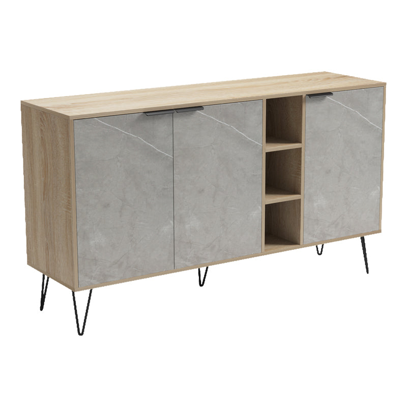 Bufet Balain, Lemn, 142x36x83 cm - Sonoma-Marmura Bej