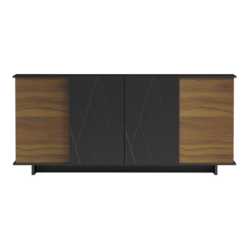 Bufet cu functie de depozitare Zafore, Lemn, Nuc/Marble Negru, 180x45x80 cm