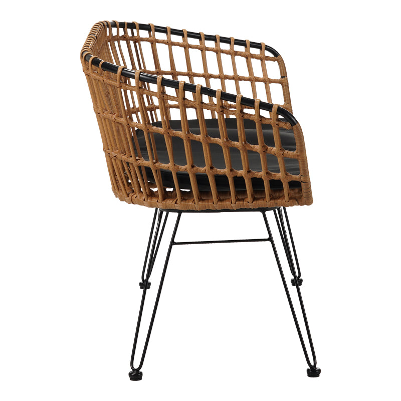 Canapea 2 locuri cu Naoki, Negru/Bej, Metal/Textil, 120x55x79 cm