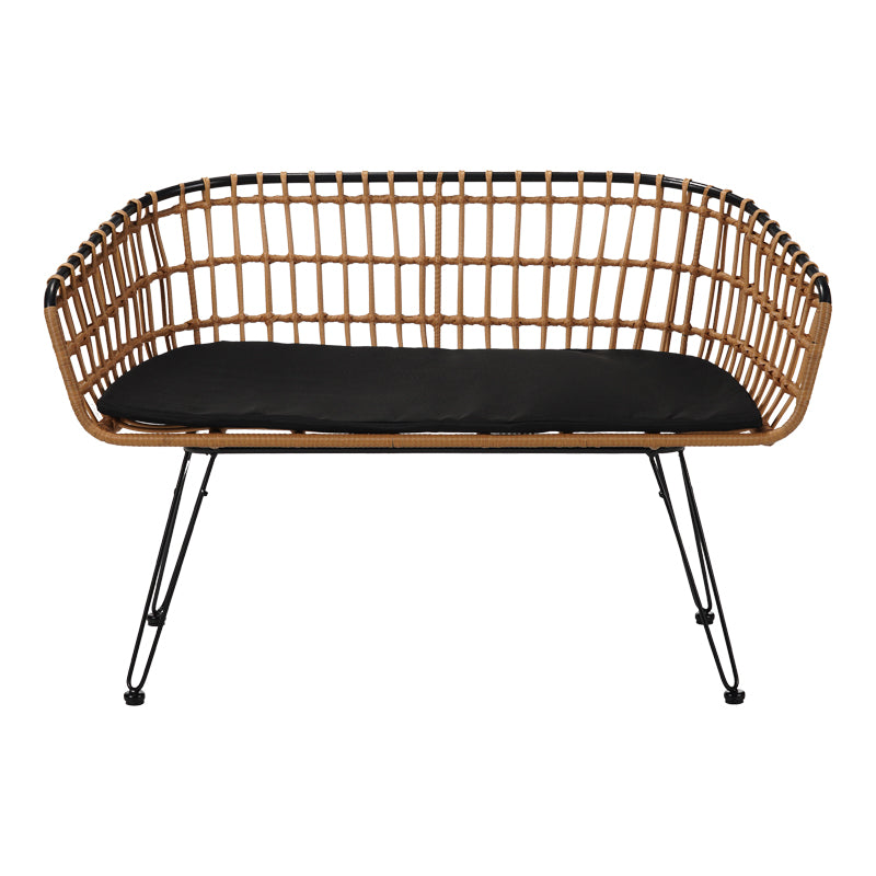 Canapea 2 locuri cu Naoki, Negru/Bej, Metal/Textil, 120x55x79 cm