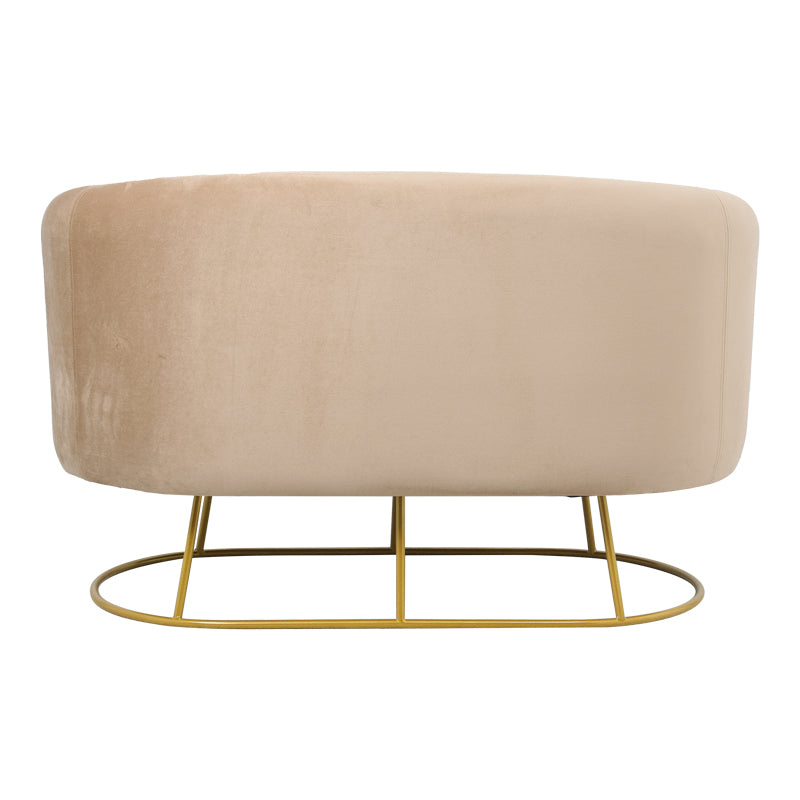 Canapea 2 locuri Rony catifea bej, aurii, 135x75x85 cm, perspectiva suplimentara