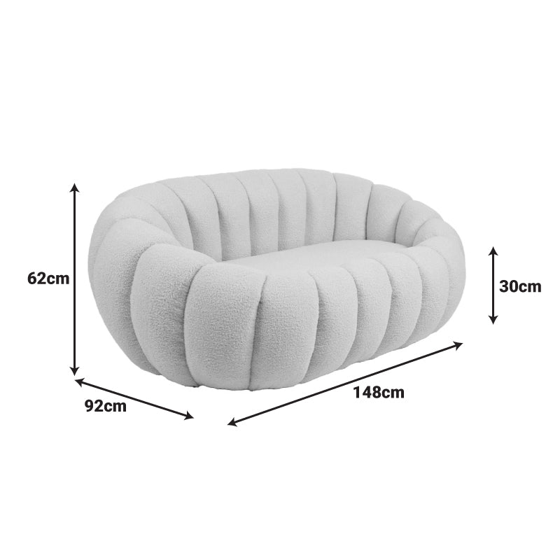 Canapea 2 locuri Yannick, Boucle, Bej, 148x92x62 cm