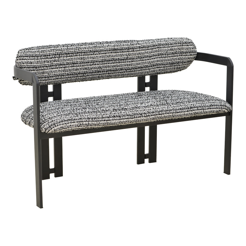 Canapea 2-seater Berdona, picioare negre, Negru, 120x47x78 cm
