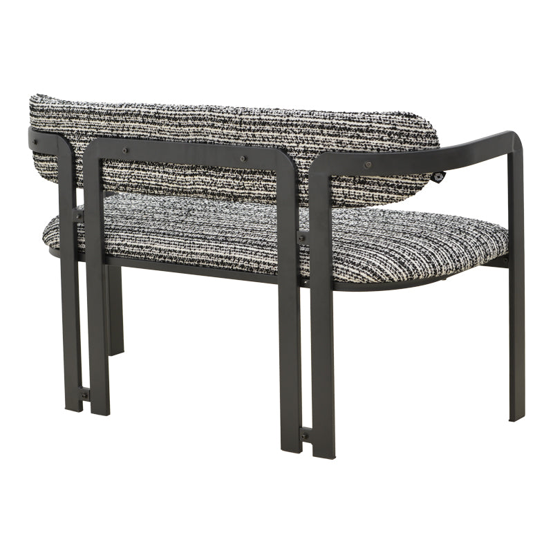 Canapea 2-seater Berdona, picioare negre, Negru, 120x47x78 cm