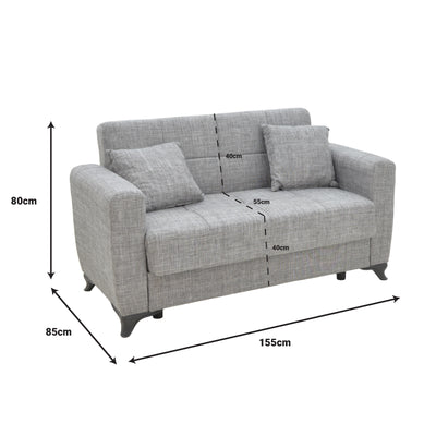 Canapea cu 2 locuri cu spatiu de depozitare Modesto, Maro deschis, 155x85x80 cm, perspectiva suplimentara