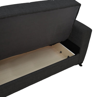 Canapea cu 2 locuri cu spatiu de depozitare Modesto, Negru, 155x85x80 cm, detaliu produs