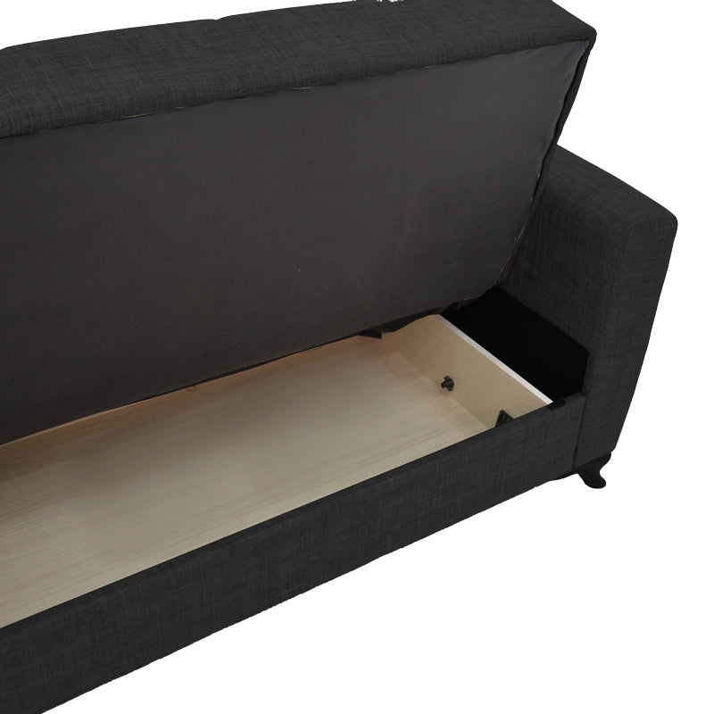 Canapea cu 2 locuri cu spatiu de depozitare Modesto, Negru, 155x85x80 cm, detaliu produs