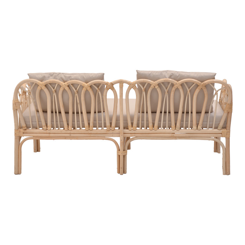 Canapea cu 2 locuri pentru gradina de gradina Ytrone Boho, Natural, 166x61x71 cm, perspectiva suplimentara