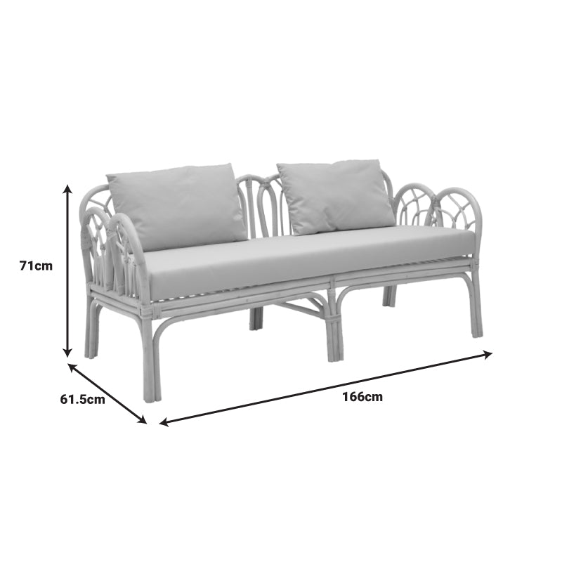 Canapea cu 2 locuri pentru gradina de gradina Ytrone Boho, Natural, 166x61x71 cm