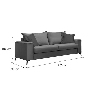 Canapea cu 3 locuri Verona 3, Gri, 225x93x100 cm, perspectiva suplimentara
