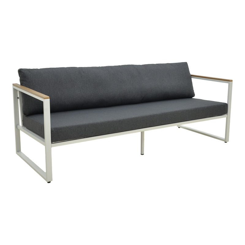 Canapea Aurelio, Metal, 3 locuri, 192x74x63 cm - Alb-Antracit