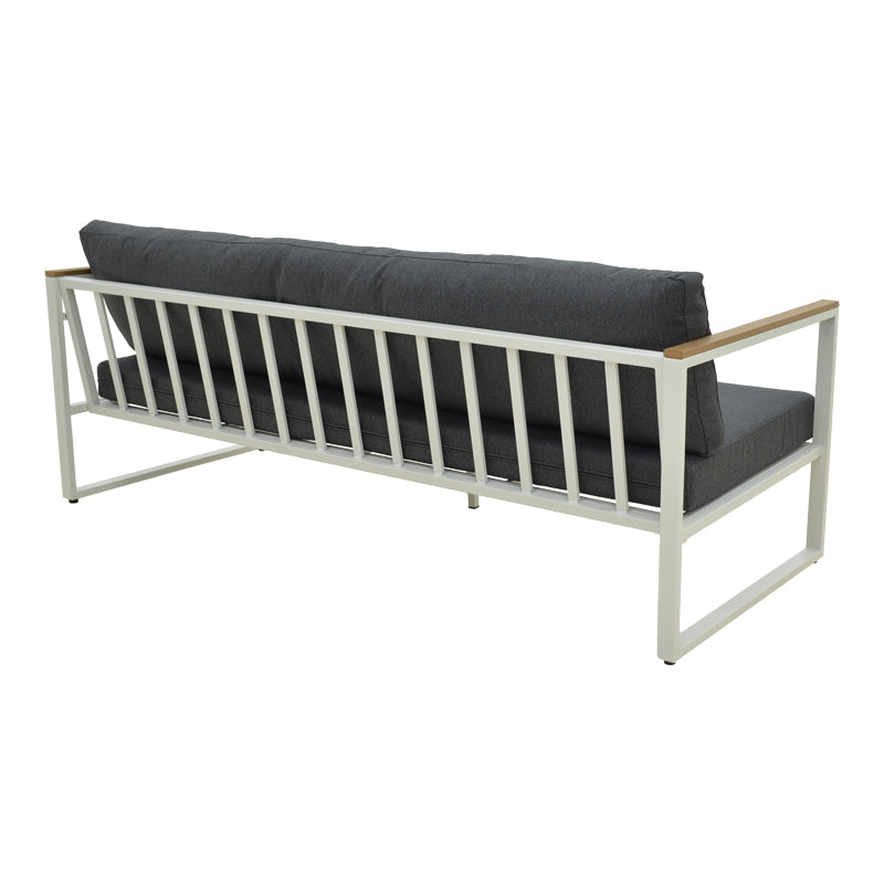 Canapea Aurelio, Metal, 3 locuri, 192x74x63 cm - Alb-Antracit