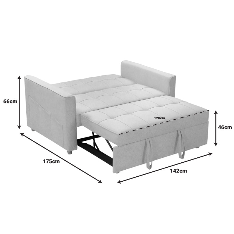Canapea extensibila 2 locuri Commit, bej-gri, 142x93x46 cm