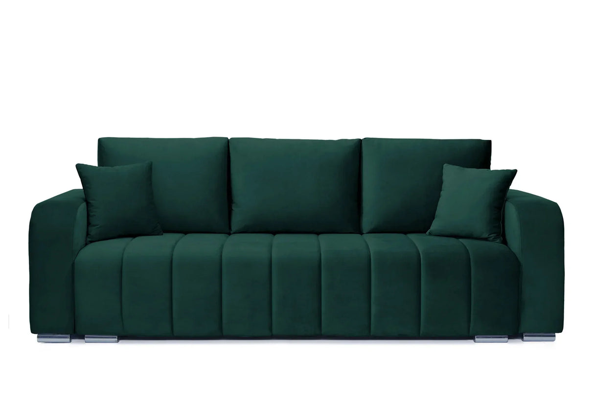 Canapea Extensibilă 3 locuri Armando, cu ladă de depozitare, Verde - Gri, 230x92x90 cm - Verde