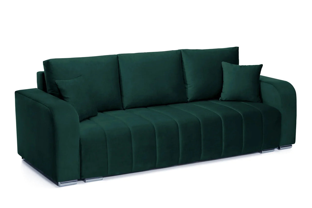 Canapea Extensibilă 3 locuri Armando, cu ladă de depozitare, Verde - Gri, 230x92x90 cm - Verde