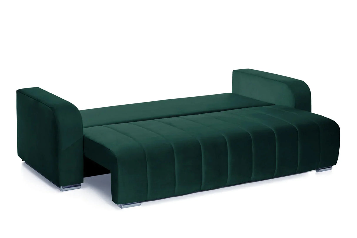Canapea Extensibilă 3 locuri Armando, cu ladă de depozitare, Verde - Gri, 230x92x90 cm - Verde