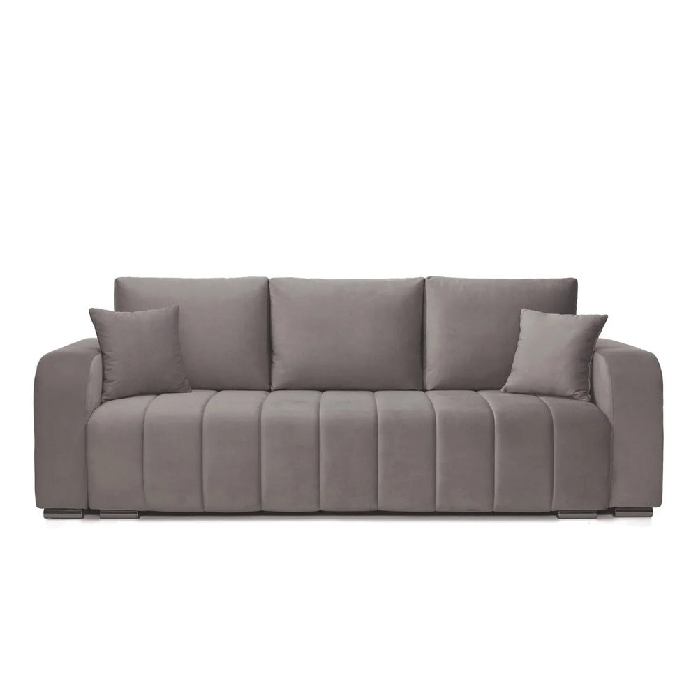 Canapea Extensibilă 3 locuri Armando, cu ladă de depozitare, Verde - Gri, 230x92x90 cm - Gri