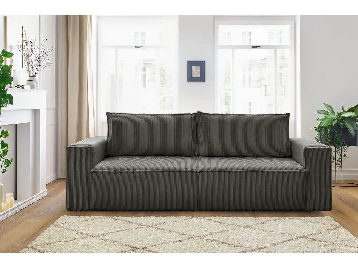 Canapea extensibila 3 locuri Capri cu lada de depozitare, Bej - Gri, 240x87x85 cm - Gri