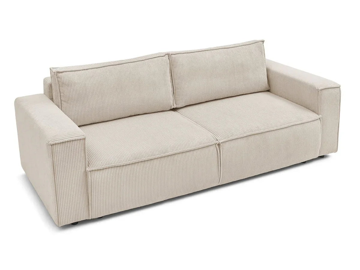Canapea extensibila 3 locuri Capri cu lada de depozitare, Bej - Gri, 240x87x85 cm - Bej