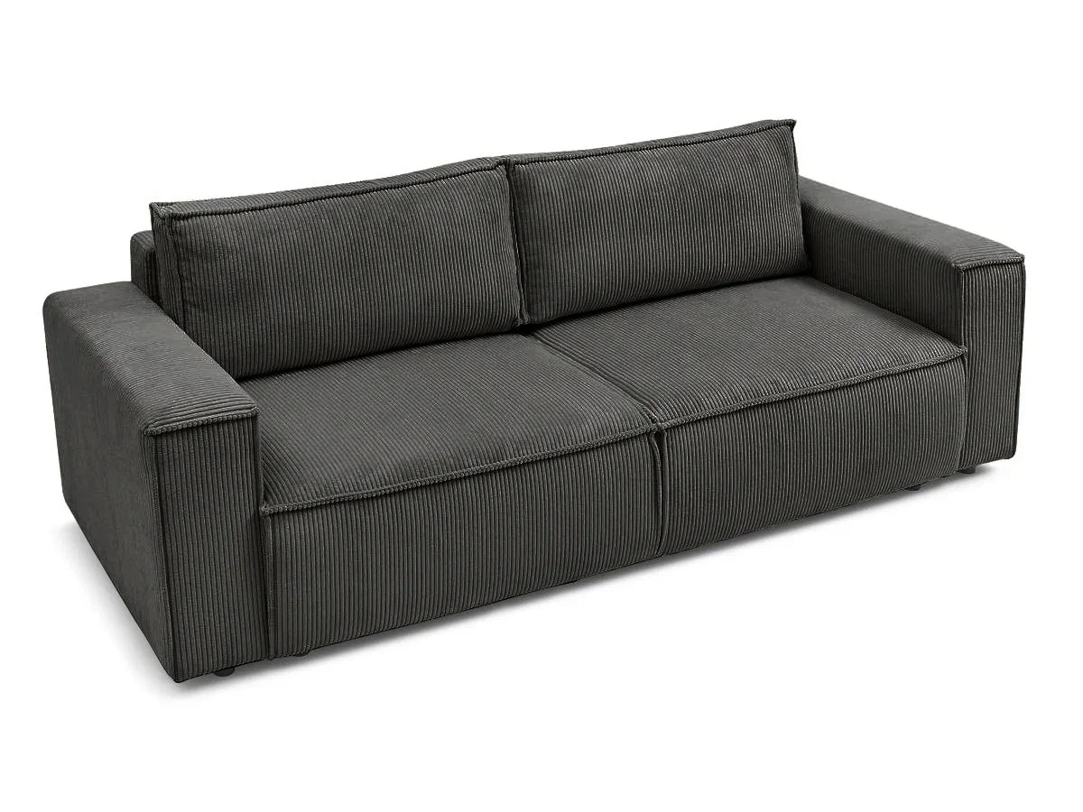 Canapea extensibila 3 locuri Capri cu lada de depozitare, Bej - Gri, 240x87x85 cm - Gri
