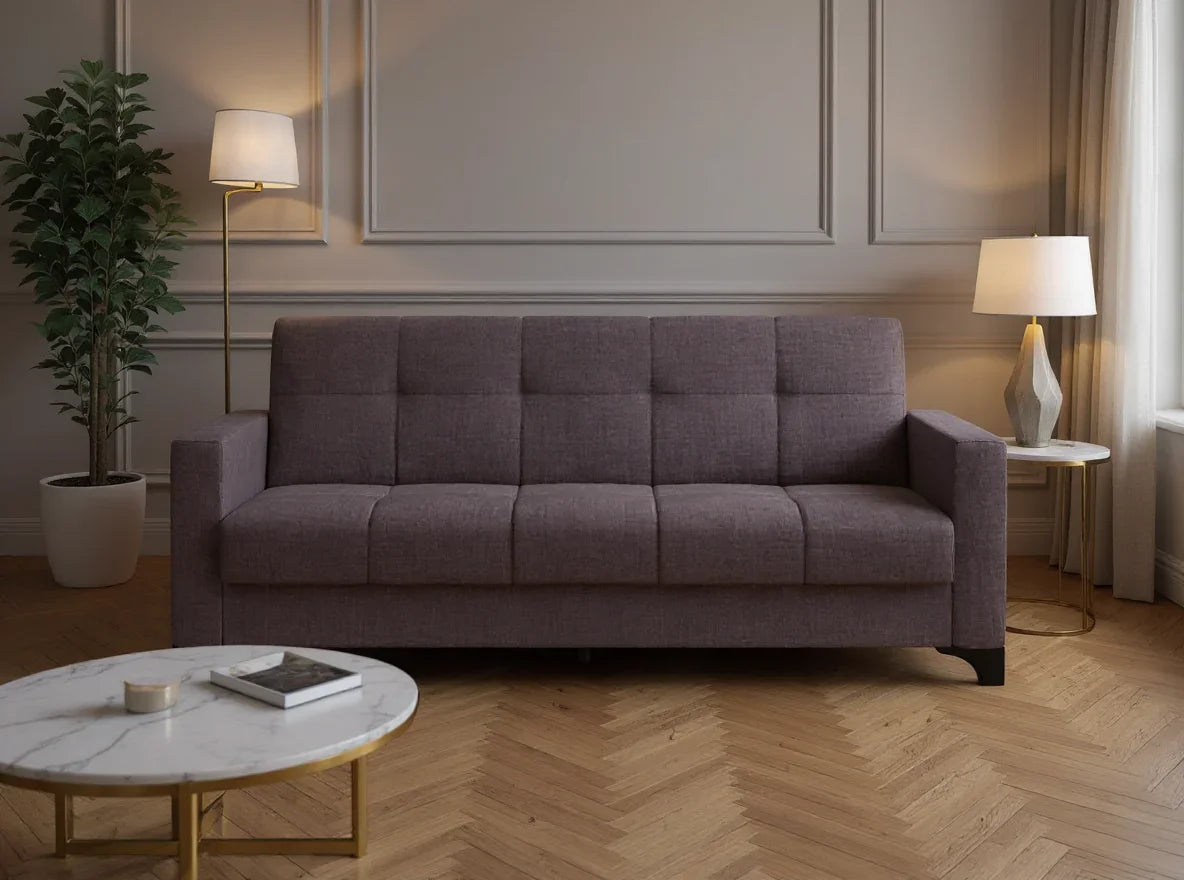 Canapea extensibila 3 locuri Salonika, cu lada de depozitare, Gri, 215x70x95 cm - Gri inchis