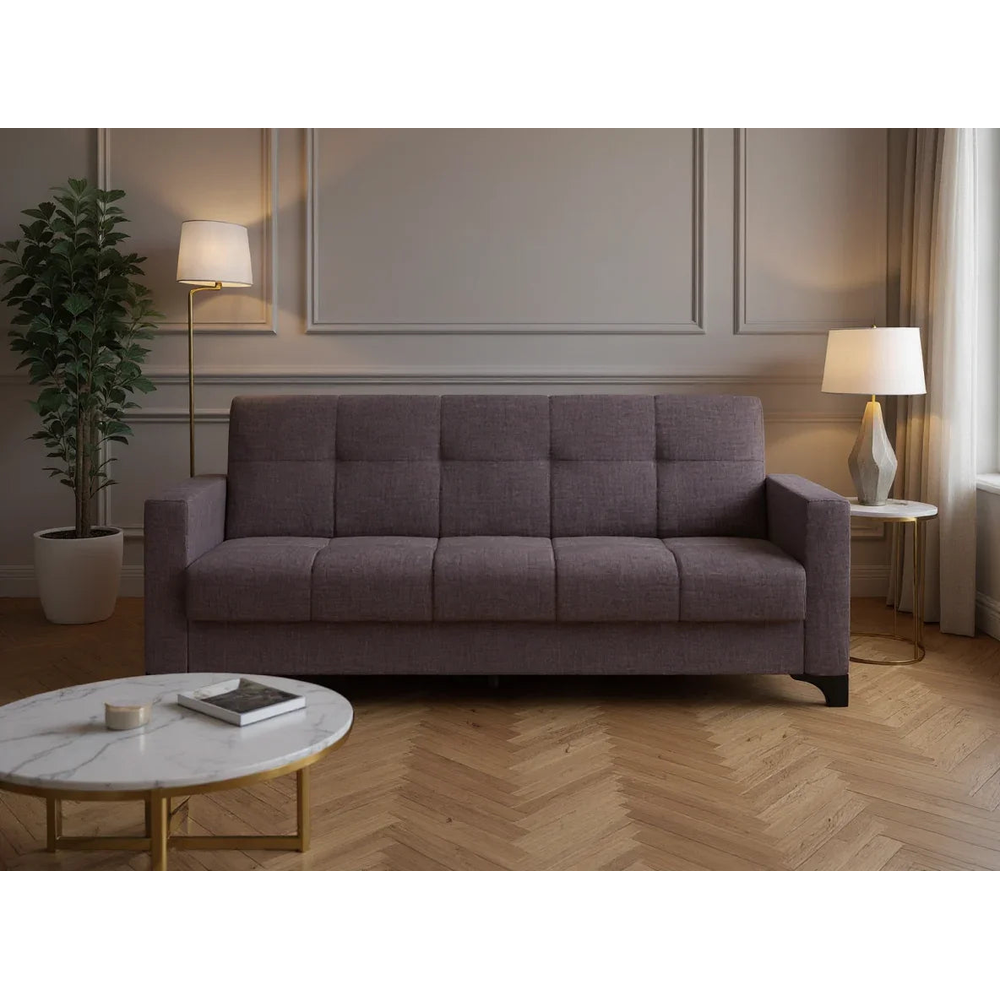 Canapea extensibila 3 locuri Salonika, cu lada de depozitare, Diverse culori, 215x70x95 cm - Gri inchis