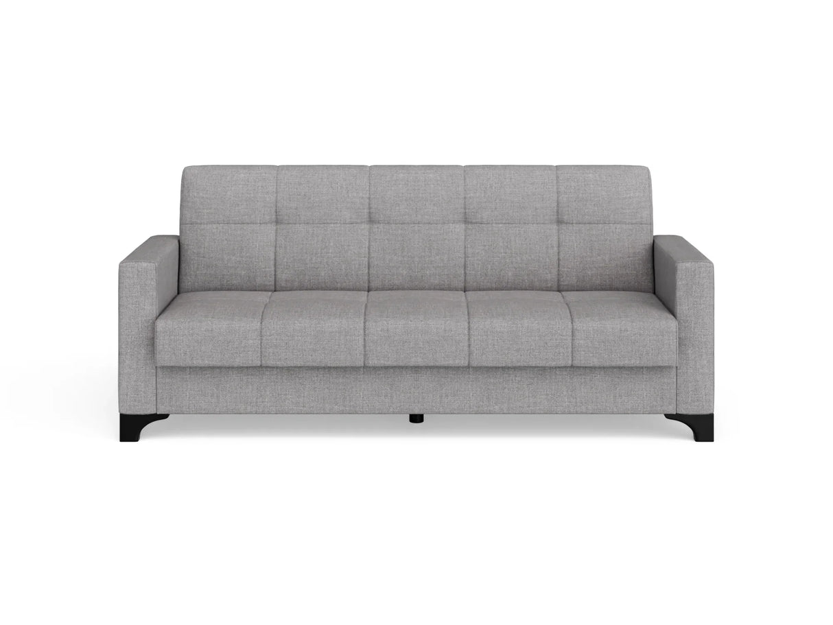 Canapea extensibila 3 locuri Salonika, cu lada de depozitare, Gri, 215x70x95 cm - Gri deschis