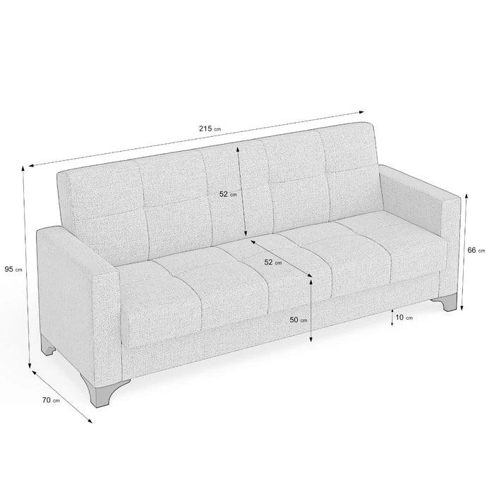 Canapea extensibila 3 locuri Salonika, cu lada de depozitare, Gri, 215x70x95 cm - Gri inchis