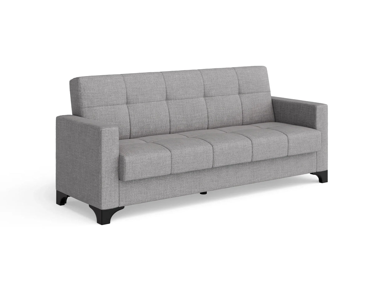 Canapea extensibila 3 locuri Salonika, cu lada de depozitare, Gri, 215x70x95 cm - Gri deschis