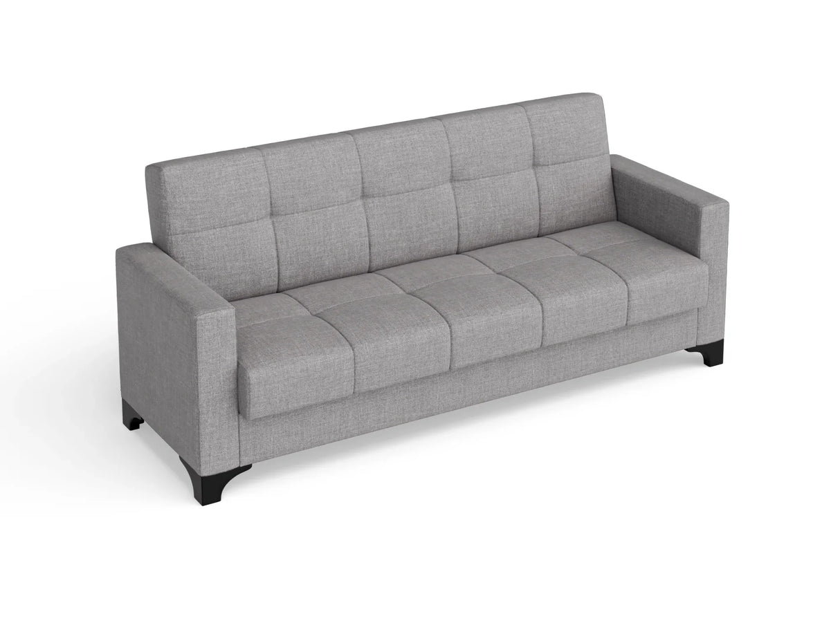 Canapea extensibila 3 locuri Salonika, cu lada de depozitare, Gri, 215x70x95 cm - Gri deschis