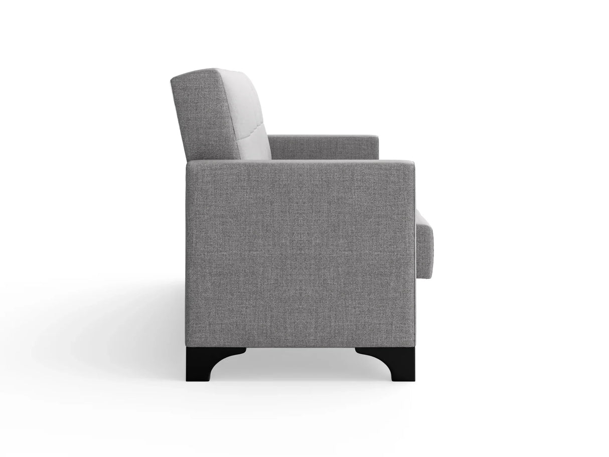 Canapea extensibila 3 locuri Salonika, cu lada de depozitare, Gri, 215x70x95 cm - Gri deschis