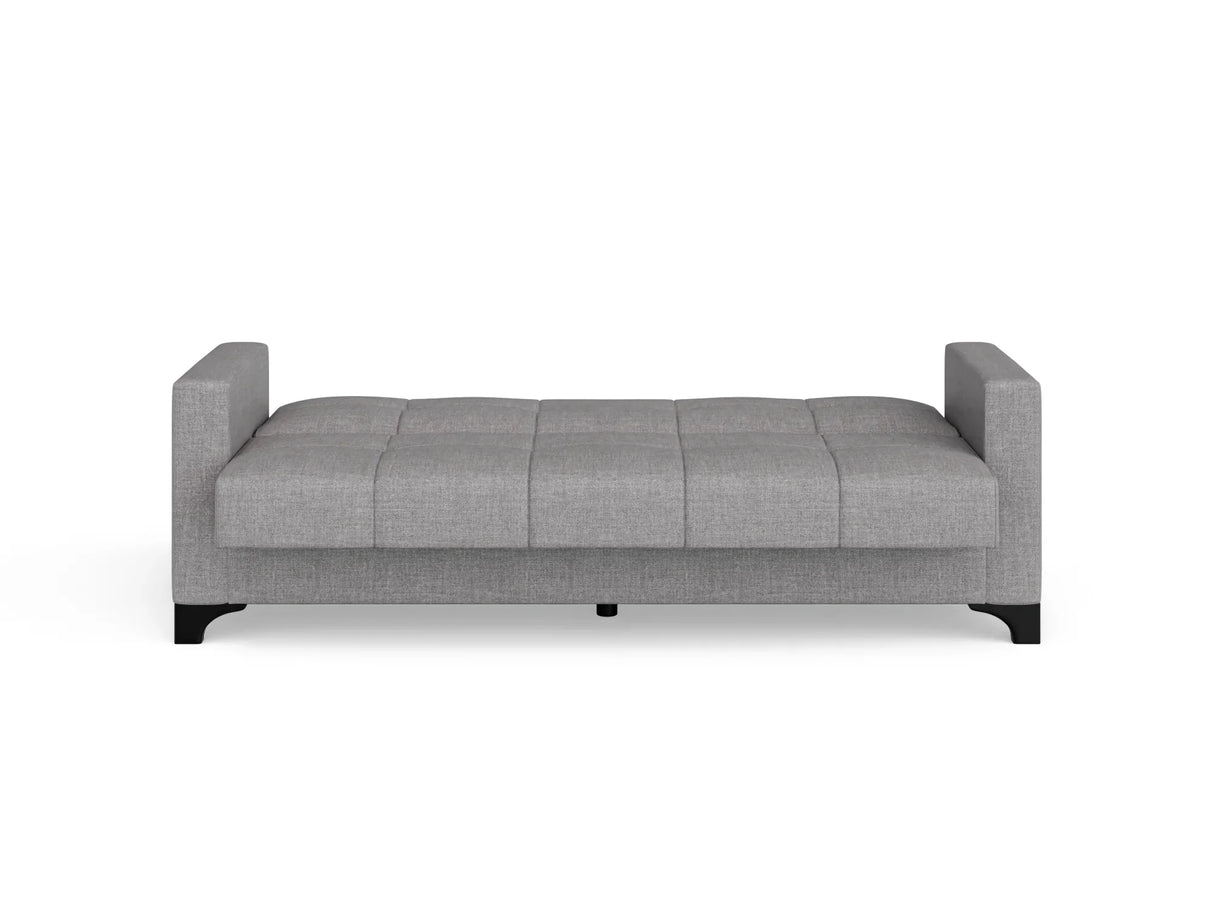 Canapea extensibila 3 locuri Salonika, cu lada de depozitare, Gri, 215x70x95 cm - Gri deschis