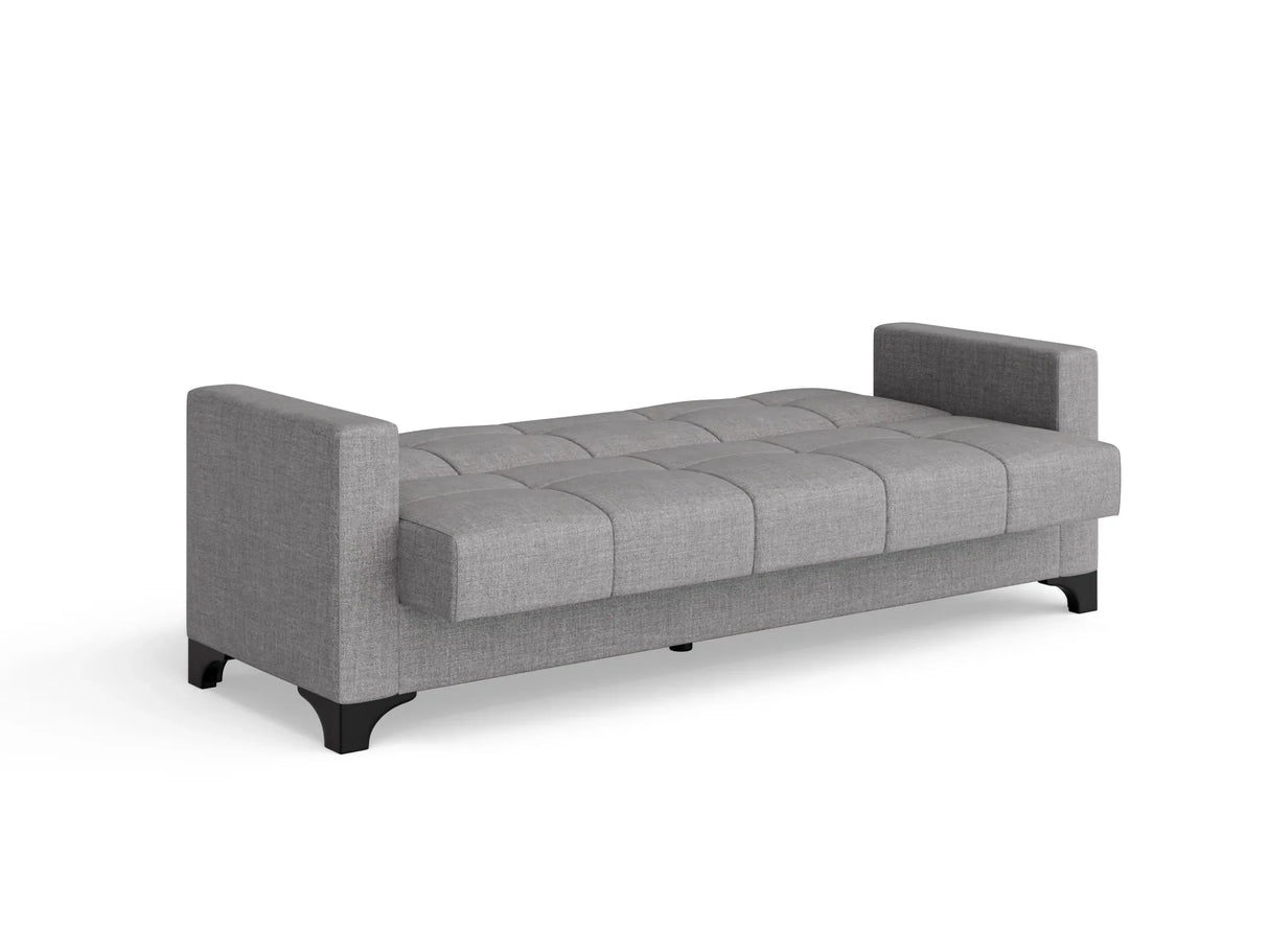 Canapea extensibila 3 locuri Salonika, cu lada de depozitare, Gri, 215x70x95 cm - Gri deschis