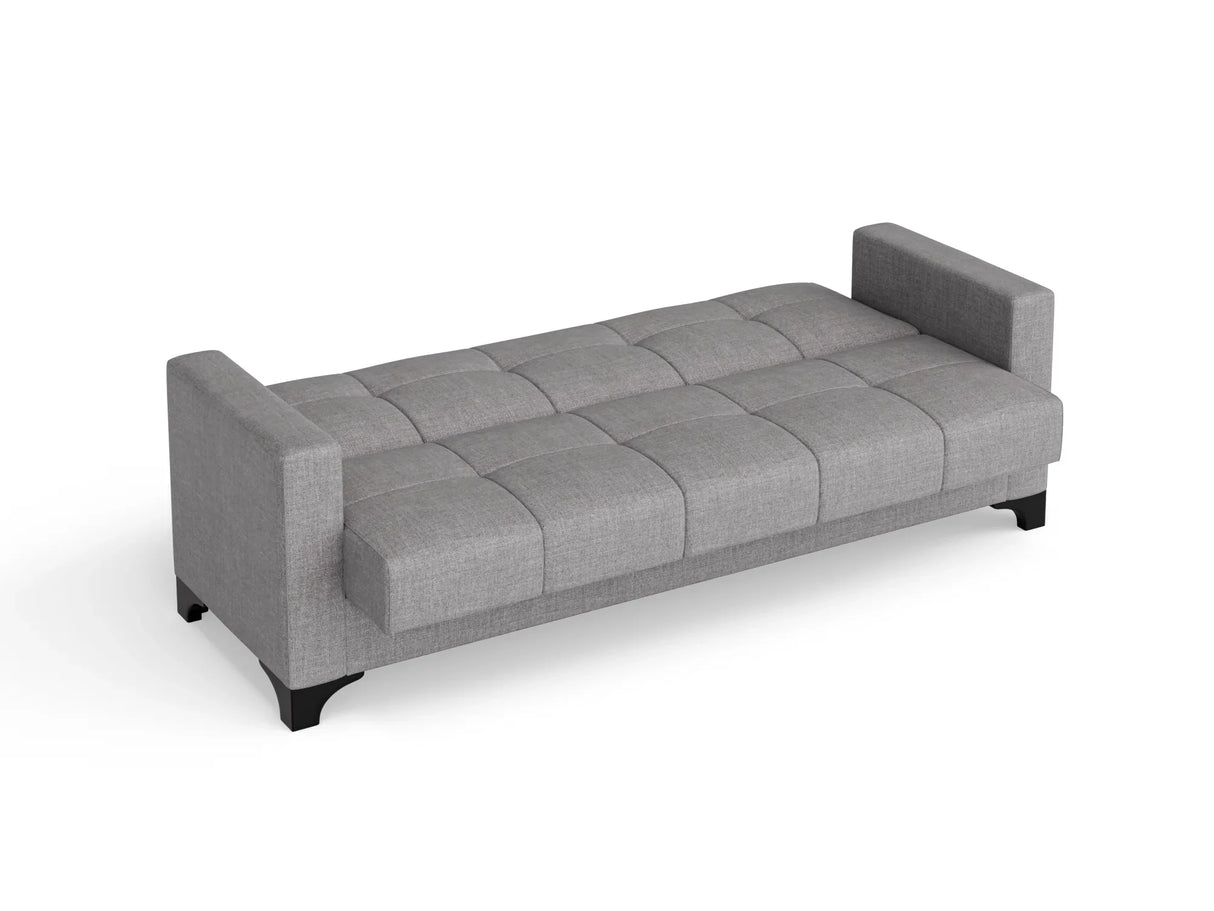 Canapea extensibila 3 locuri Salonika, cu lada de depozitare, Gri, 215x70x95 cm - Gri deschis