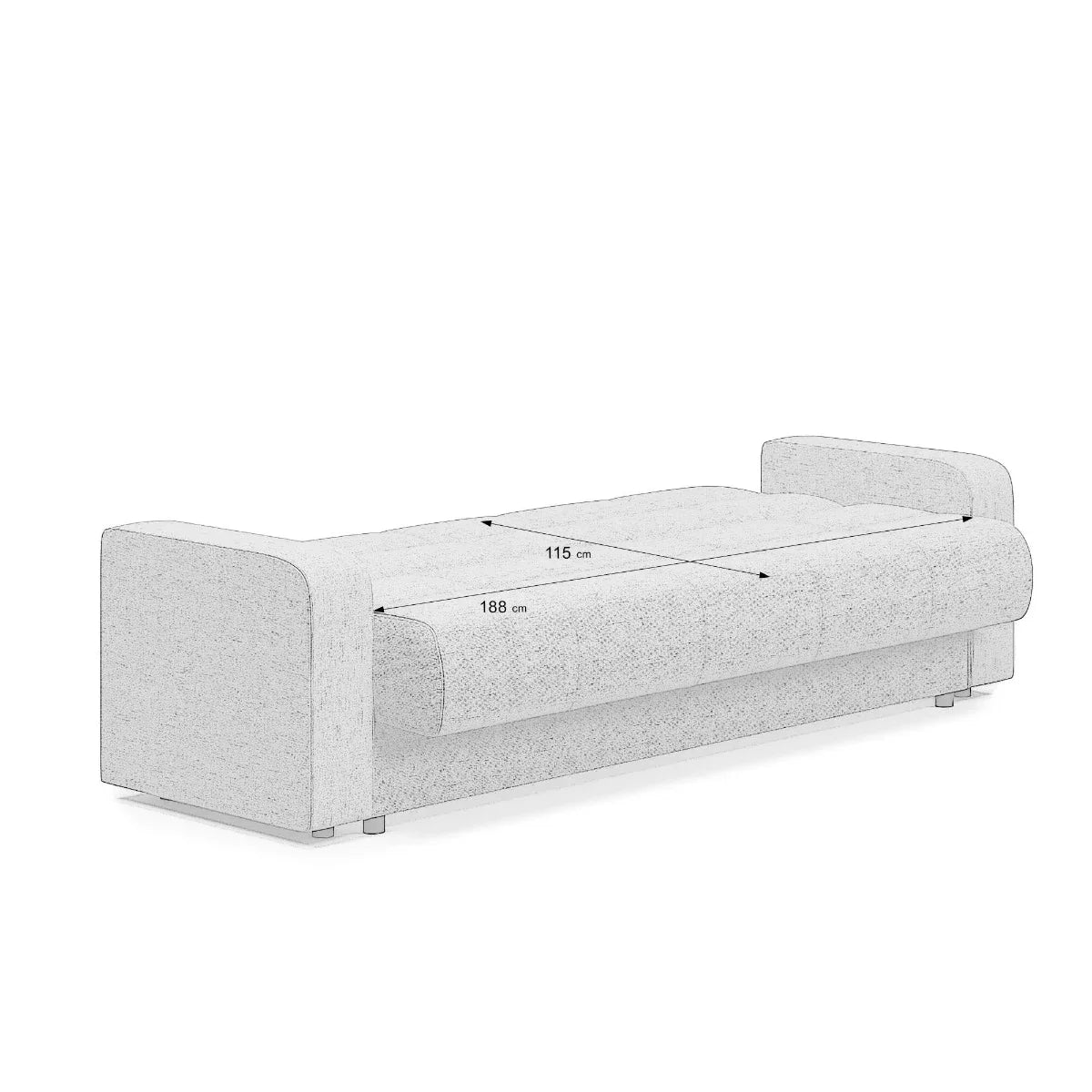 Canapea extensibila 3 locuri Thassos cu lada de depozitare, Bej - Maro, 220x70x90 cm - Bej