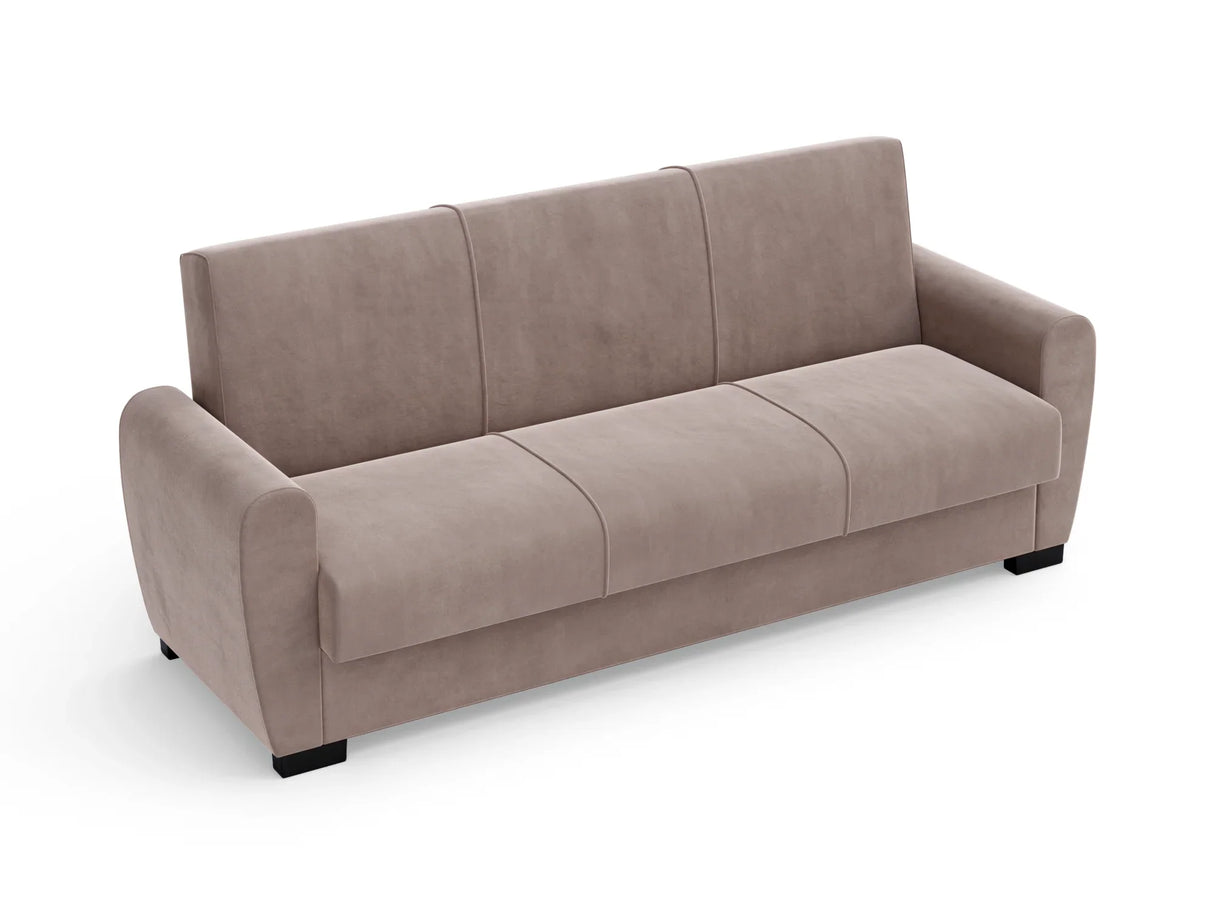 Canapea Extensibilă 3 locuri Valencia, cu ladă de depozitare, Bej - Gri, 220x68x90 cm - Bej