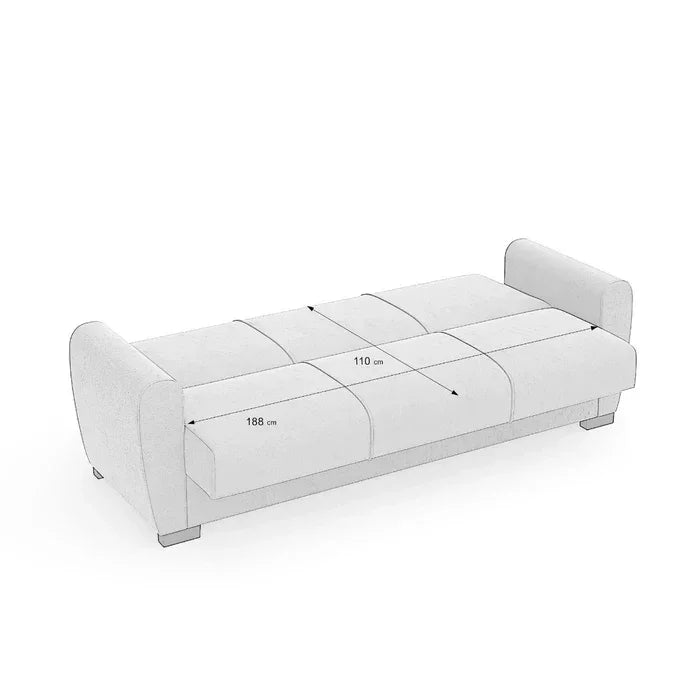 Canapea Extensibilă 3 locuri Valencia, cu ladă de depozitare, Bej - Gri, 220x68x90 cm - Bej