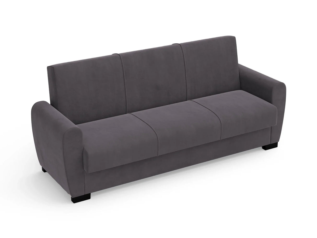 Canapea Extensibilă 3 locuri Valencia, cu ladă de depozitare, Bej - Gri, 220x68x90 cm - Gri