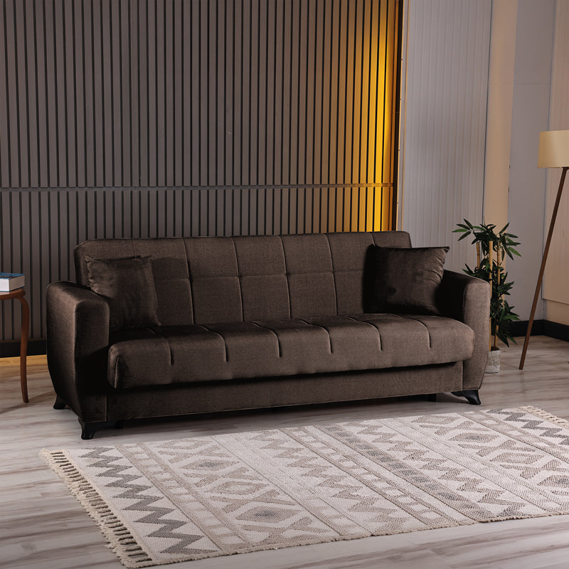 Canapea extensibila 3-seater sofabed Modesto, Stofa, 213x84x86 cm - Maro