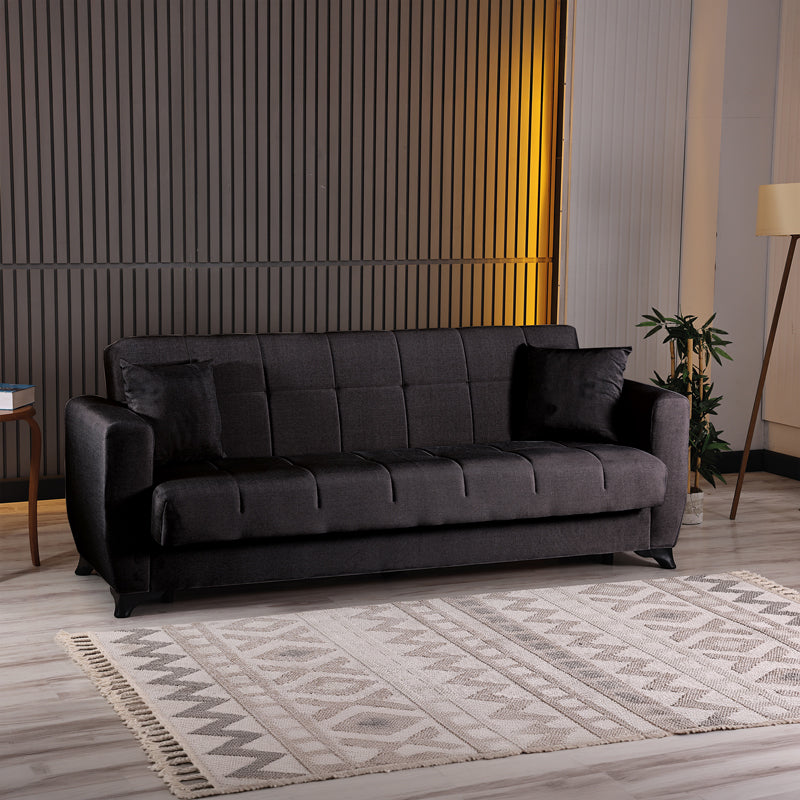 Canapea extensibila 3-seater sofabed Modesto, Stofa, 213x84x86 cm - Negru