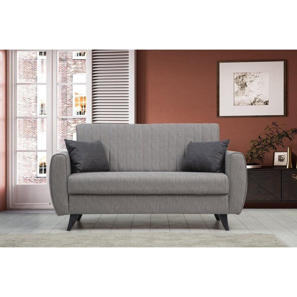 Canapea extensibila cu 2 locuri Alkon cu Lada de Depozitare, 158x86x77 cm - Gri deschis