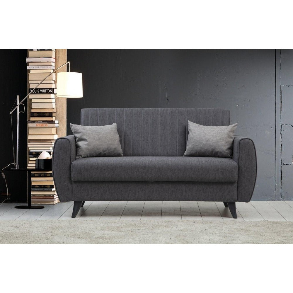 Canapea extensibila cu 2 locuri Alkon cu Lada de Depozitare, 158x86x77 cm - Gri inchis