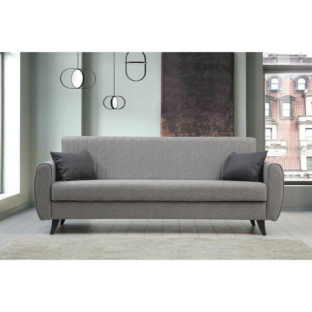 Canapea extensibila cu 3 locuri Alkon cu Lada de Depozitare, 214x86x77 cm - Gri deschis