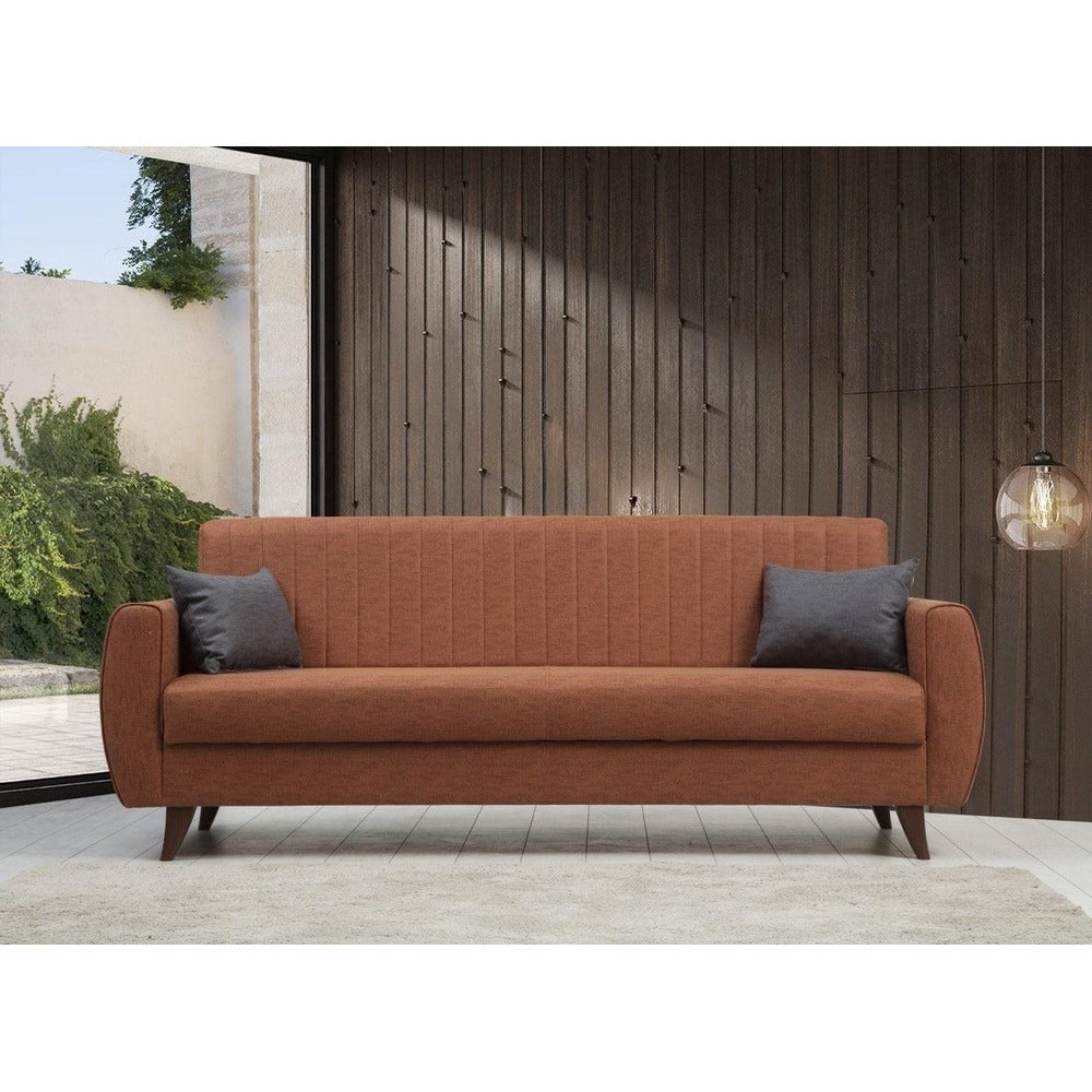 Canapea extensibila cu 3 locuri Alkon cu Lada de Depozitare, 214x86x77 cm - Rosu deschis