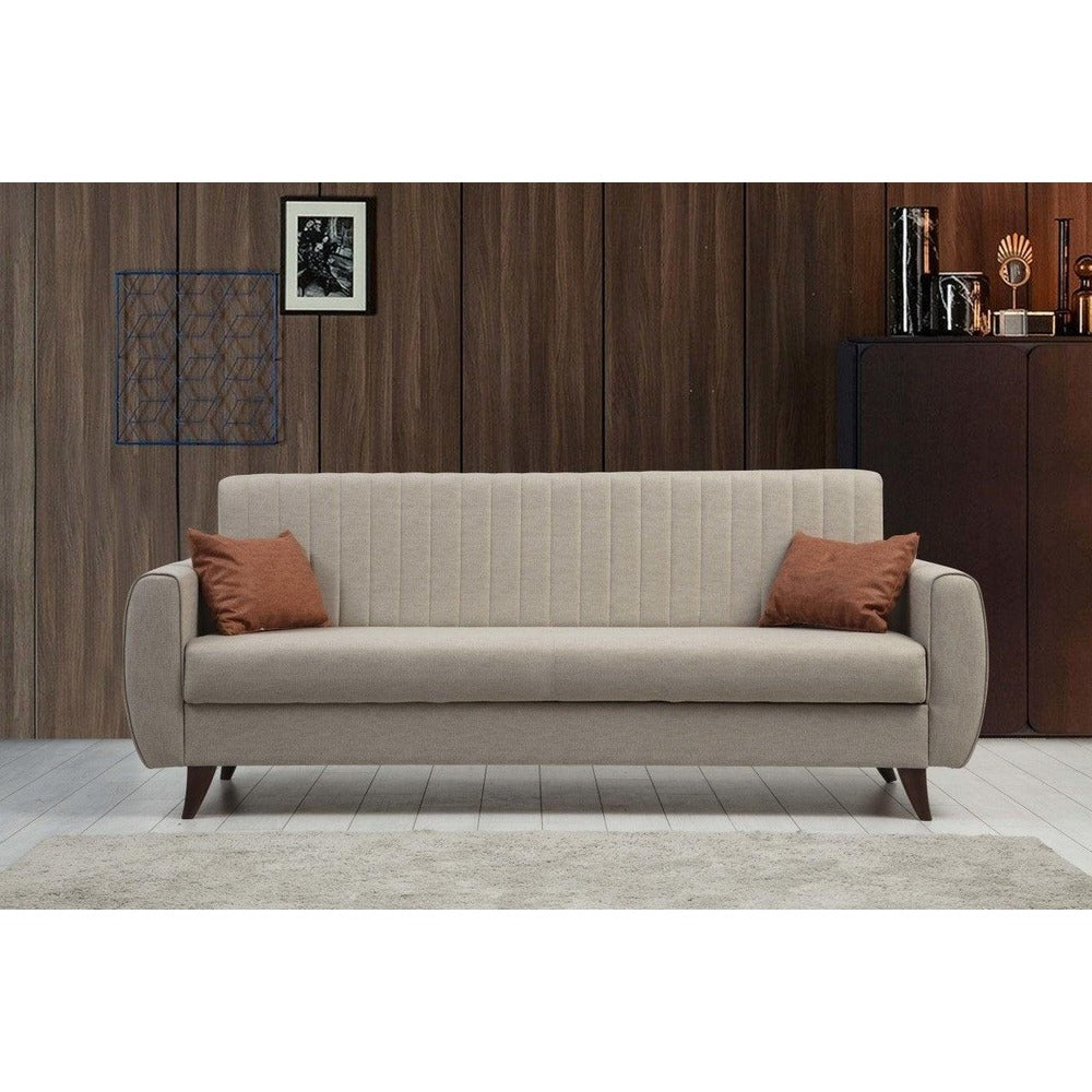 Canapea extensibila cu 3 locuri Alkon cu Lada de Depozitare, 214x86x77 cm - Bej